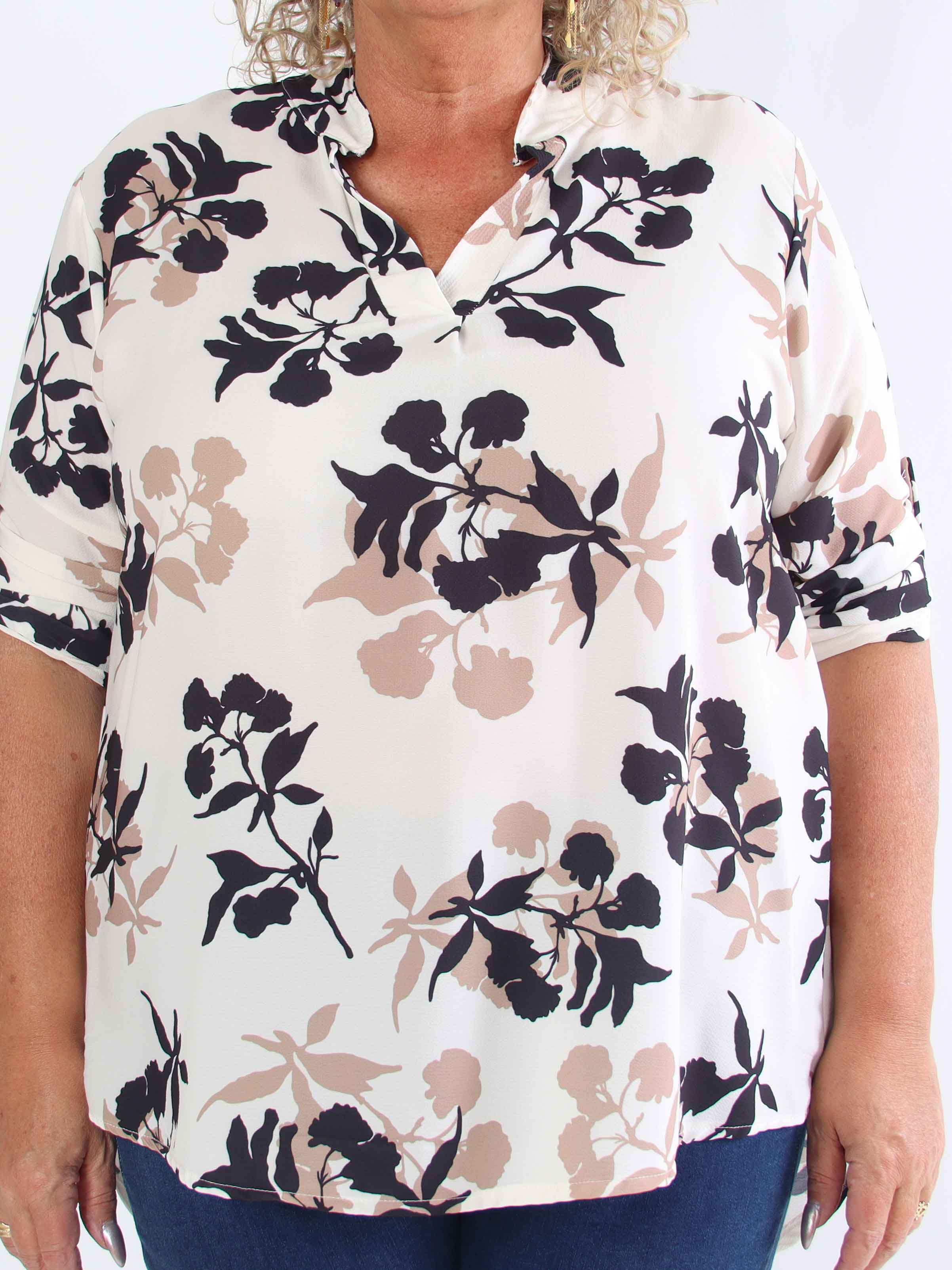 Vanesa Leaf - Let plus size tunika i viskose med bladmotiver